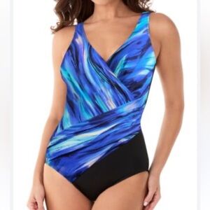 Miraclesuit Breakers Print Colorblock One-Piece Swimsuit